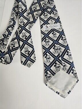 Vintage Disney Mickey Mouse by Cervantes Neck Tie AOP Plaid , Quiana Nylon Rare